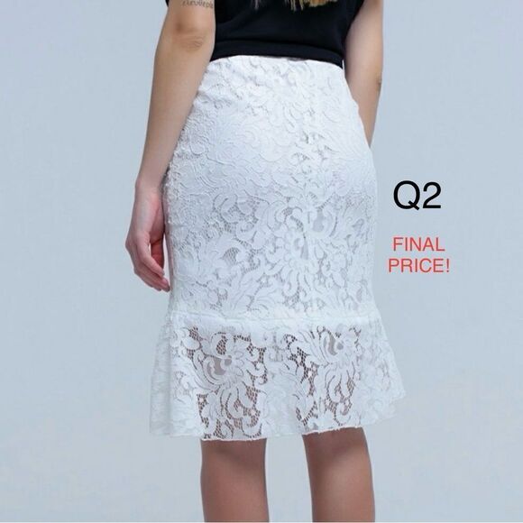 ❤️BRAND NEW Q2 Lace High-Lo Midi Skirt - Picture 3 of 12